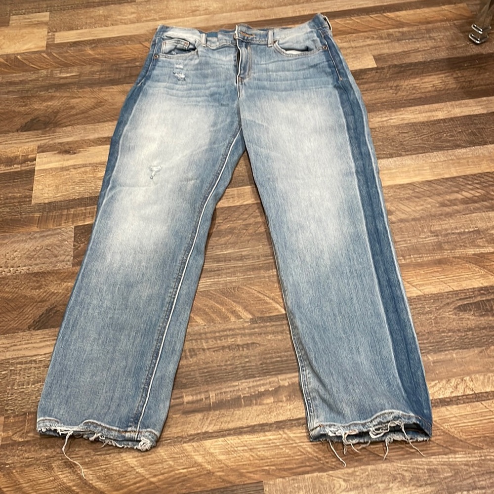 straight leg jeans with stripe down sides